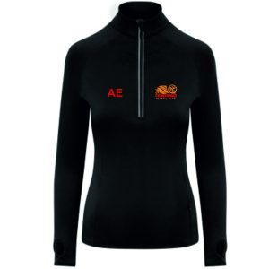 TNC - Half Zip Flex Top - Black - With initials - JC035